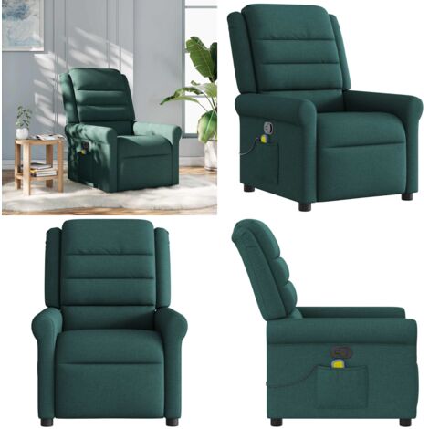 Sillón de masaje reclinable de tela verde oscuro - Reclinable - Asiento de masaje