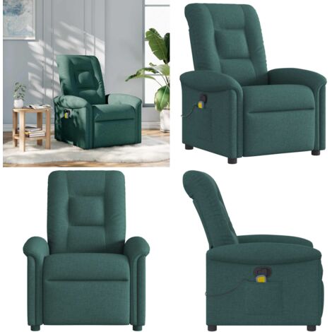 Sillón de masaje reclinable de tela verde oscuro - Reclinable - Asiento de masaje