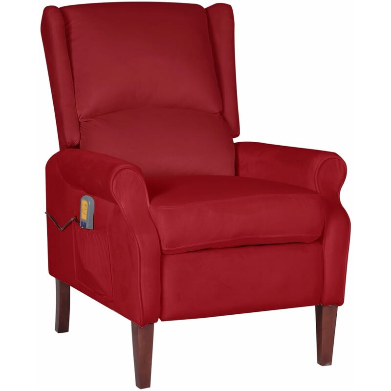 

Sillón de masaje reclinable de terciopelo color vino tinto