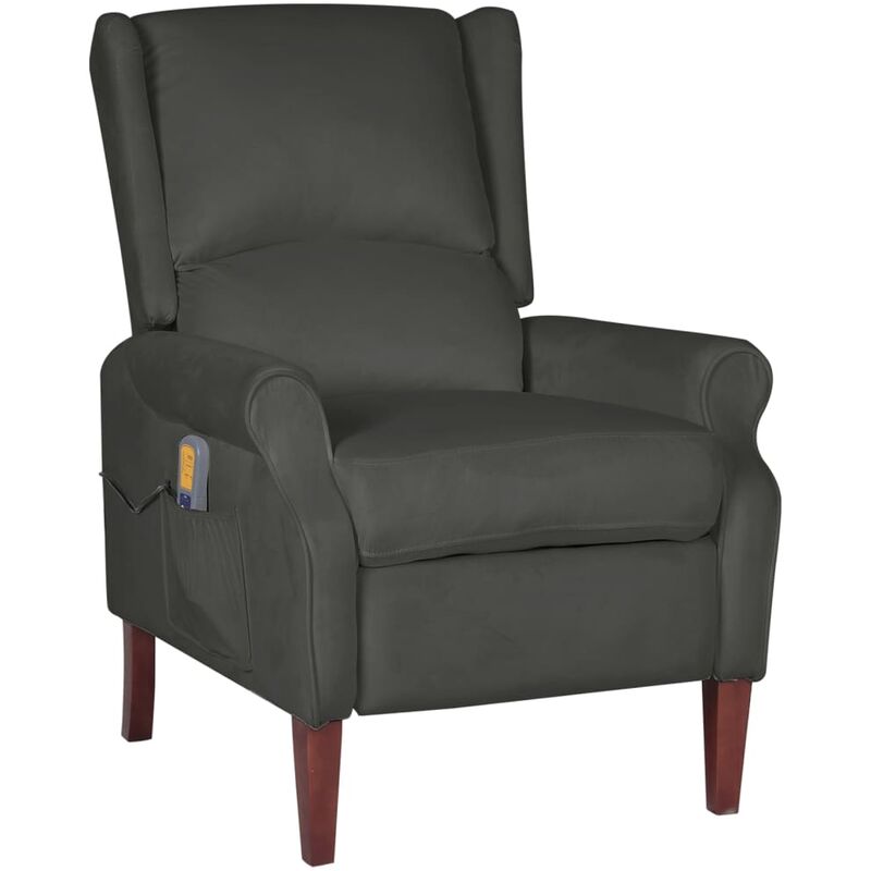 

Sillón de masaje reclinable de terciopelo gris oscuro