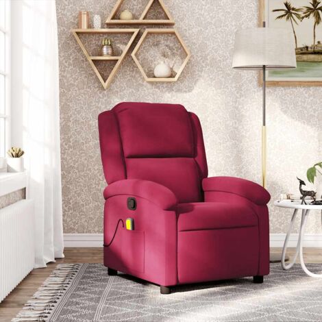 Sillón de masaje reclinable de terciopelo vino tinto