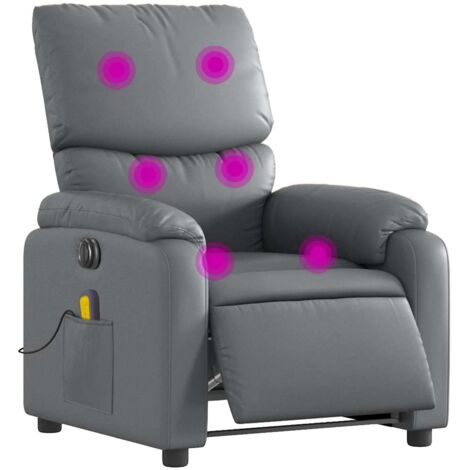 Sillón de masaje reclinable eléctrico cuero sintético gris vidaXL