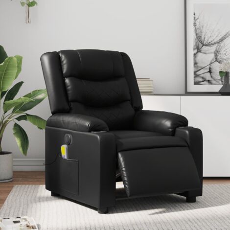 Sillón de masaje reclinable eléctrico cuero sintético negro vidaXL