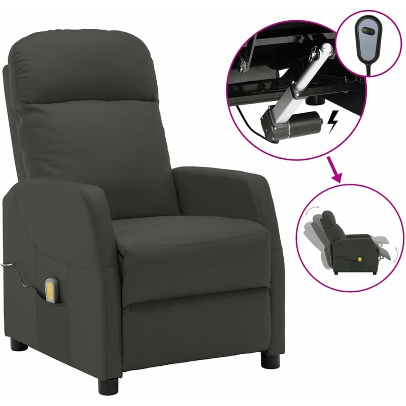 

Sillón de masaje reclinable eléctrico de cuero sintético antracita