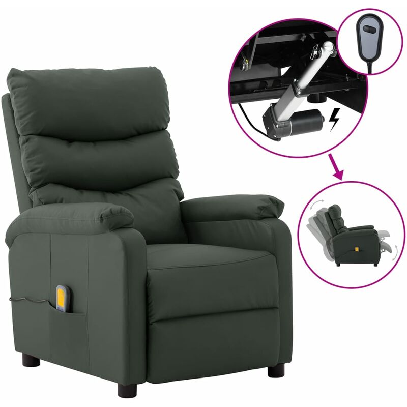 

Sillón de masaje reclinable eléctrico de cuero sintético gris