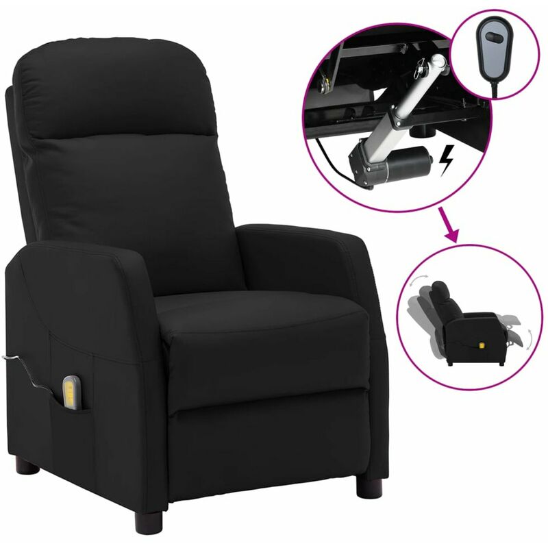 

Happyshopping - Sillon de masaje reclinable electrico de cuero sintetico negro