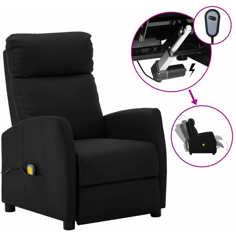 

Sillon de masaje reclinable electrico de cuero sintetico negro