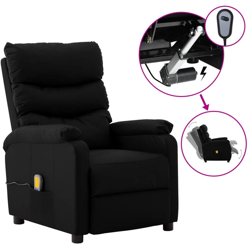 

Sillon de masaje reclinable electrico de cuero sintetico negro