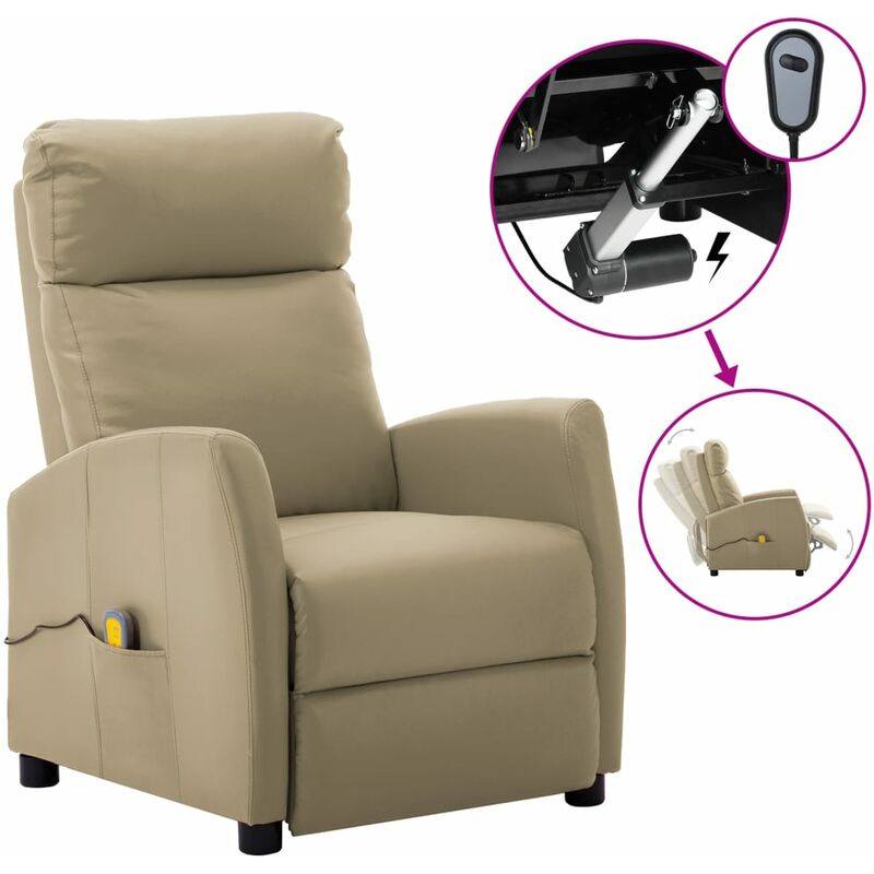 

Sillón de masaje reclinable eléctrico de piel sintética cappuccino