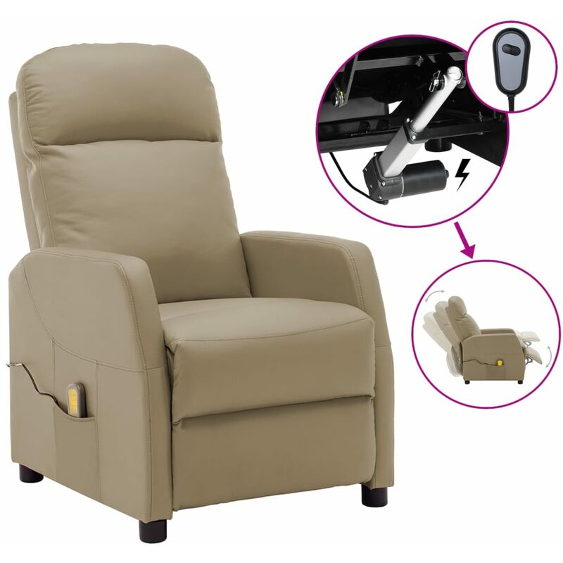 

Sillón de masaje reclinable eléctrico de piel sintética cappuccino