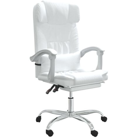 Sillón de masaje reclinable para estudio de oficina con ordenador piel sintética blanca 020025397