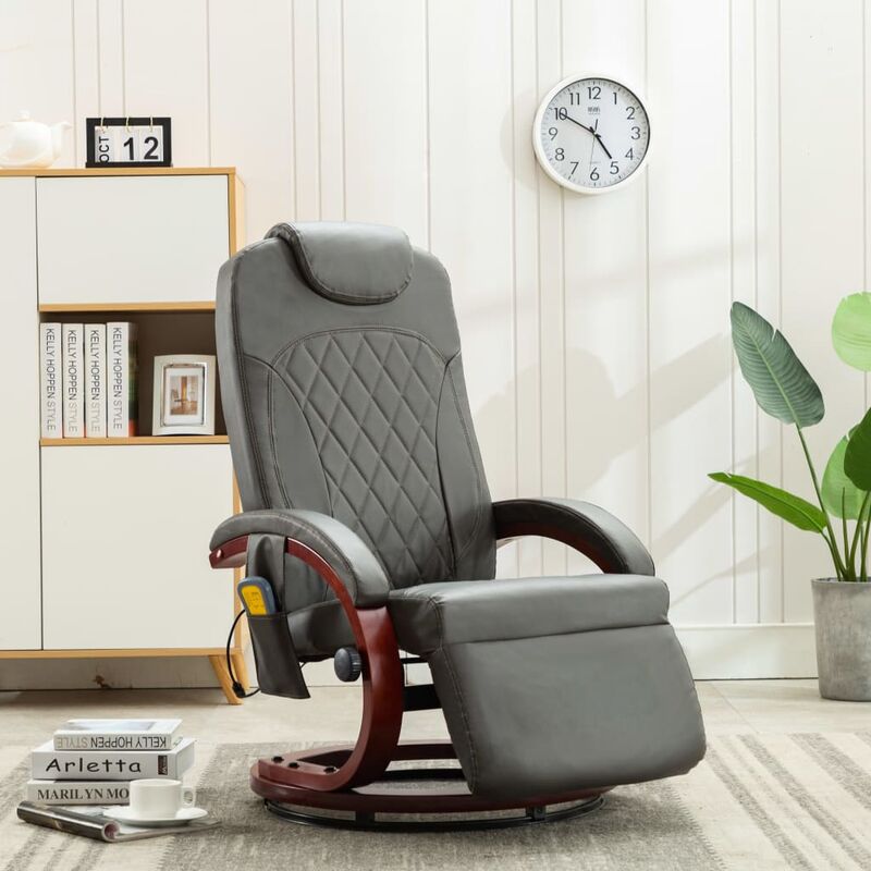 

Asupermall - Sillon de masaje reclinable para TV cuero sintetico gris