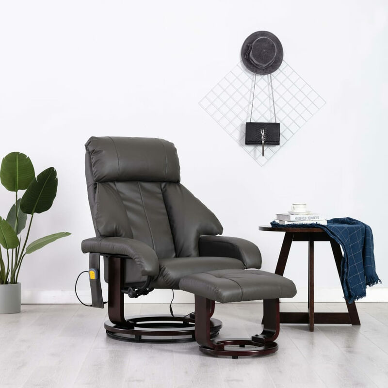 

Sillon de masaje reclinable para TV cuero sintetico gris