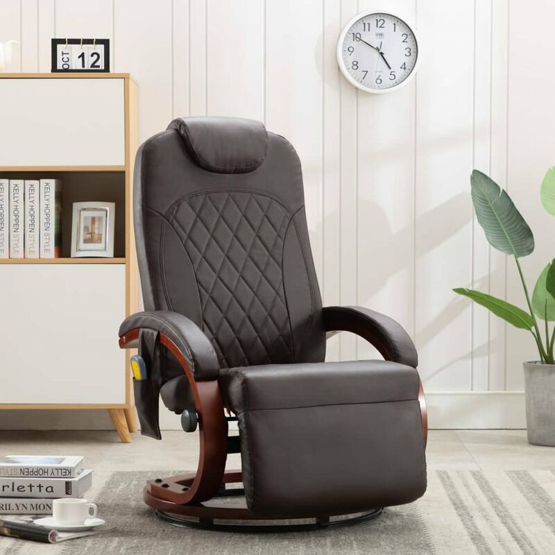 

Happyshopping - Sillon de masaje reclinable para TV cuero sintetico marron