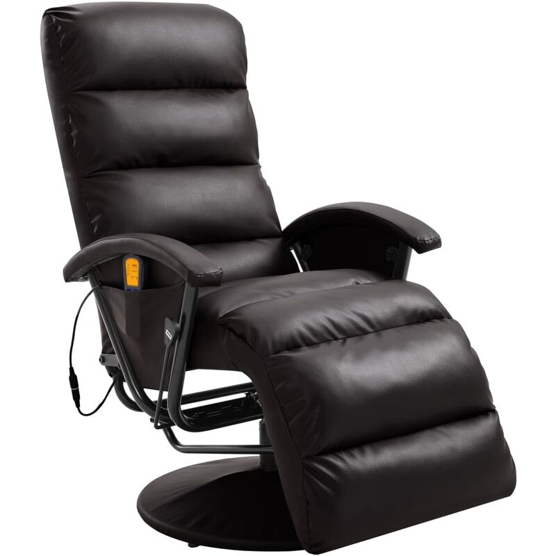 

Sillón de masaje reclinable para TV cuero sintético marrón