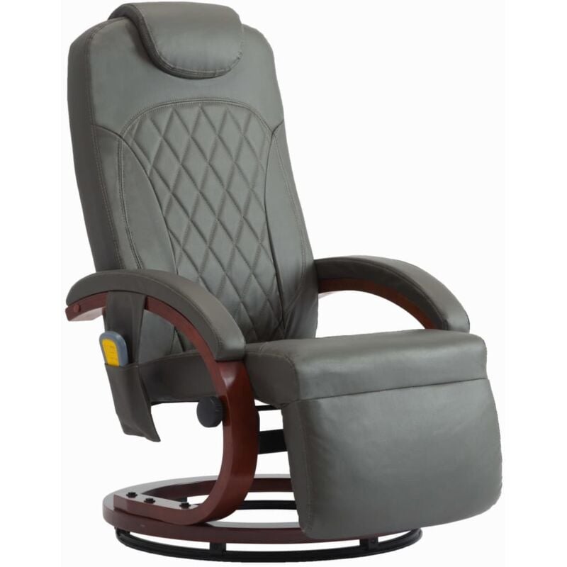 

Vidaxl - Sillón de Masaje Reclinable para TV Cuero Sintético Gris - Gris