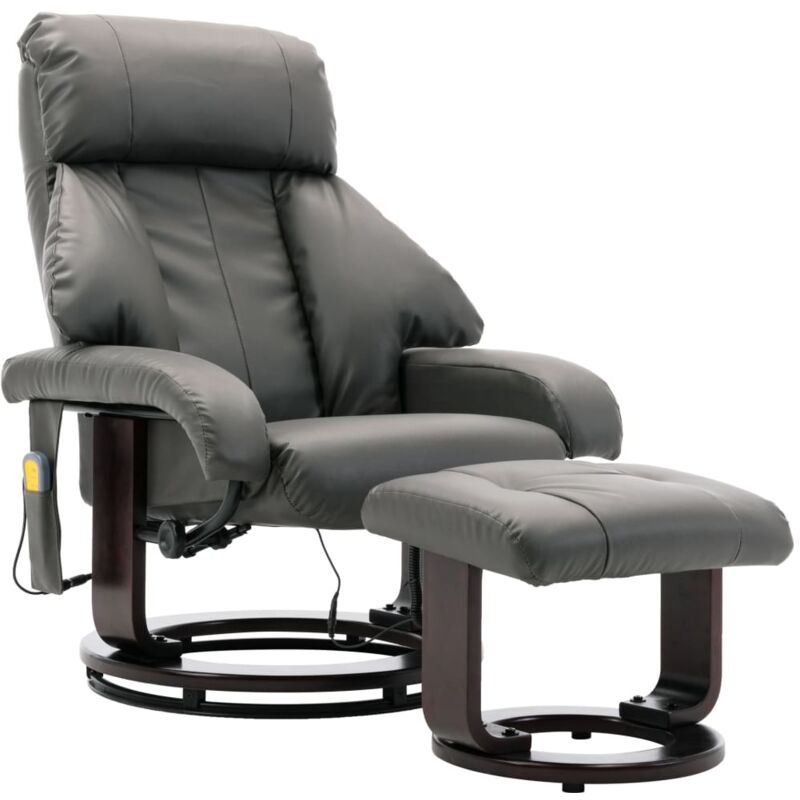 

Sillón de Masaje Reclinable para TV Cuero Sintético Gris - Gris - Vidaxl