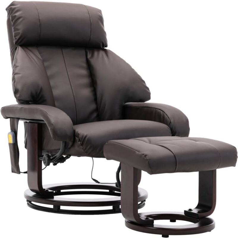 

Sillón de Masaje Reclinable para TV Cuero Sintético Marrón - Marrón - Vidaxl