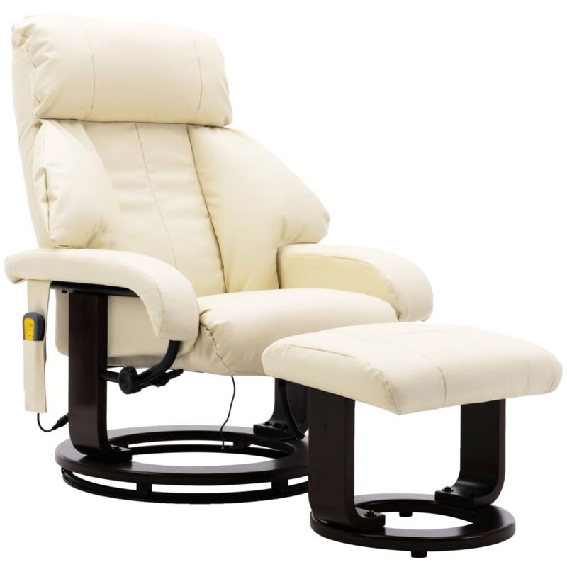 

Sillón de Masaje Reclinable para TV Cuero Sintético Blanco Crema - Crema - Vidaxl