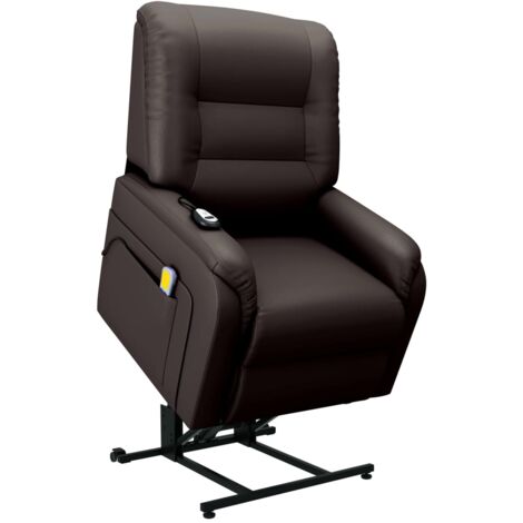 Sillón de masaje reclinable para TV cuero sintético marrón