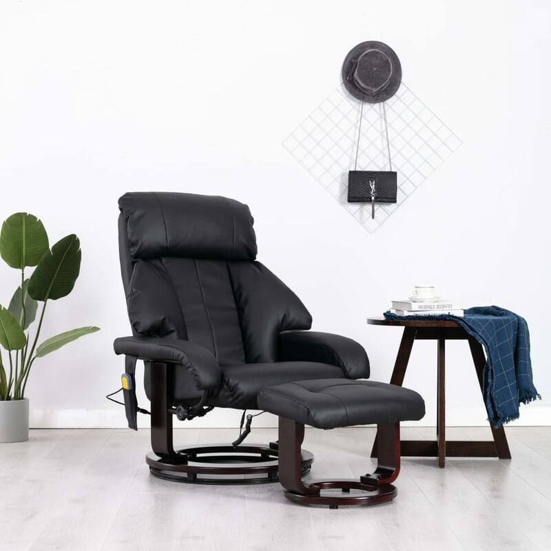 

Sillón de masaje reclinable para TV cuero sintético negro