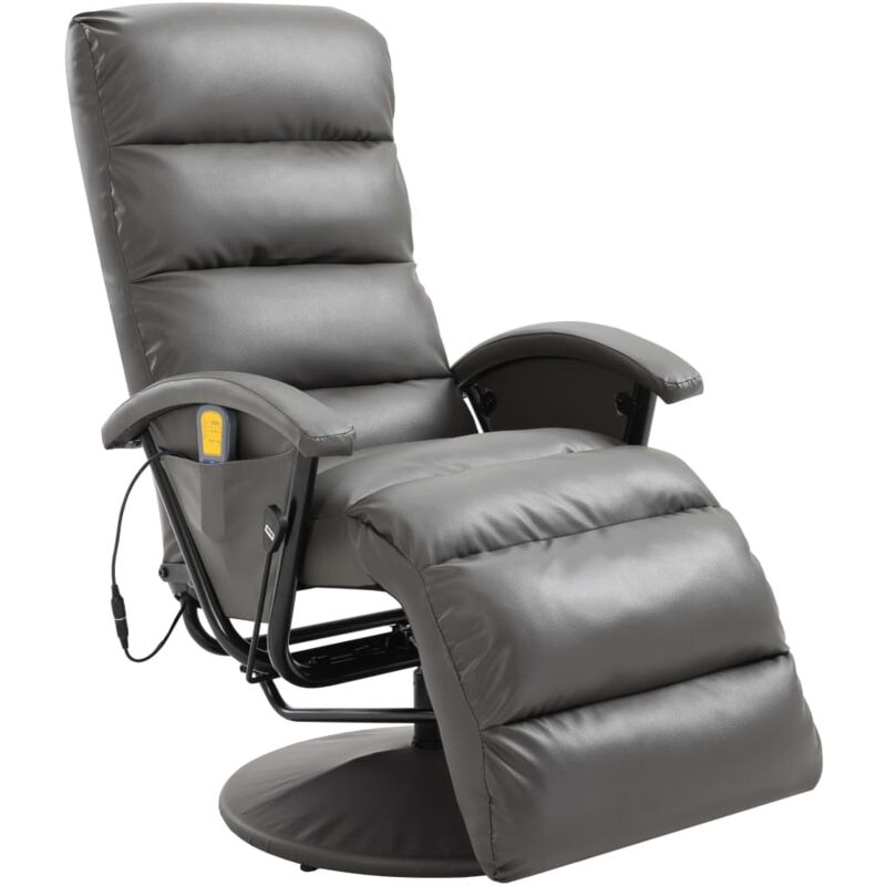 

Sillón de Masaje Reclinable para TV Cuero Sintético Gris - Gris - Vidaxl