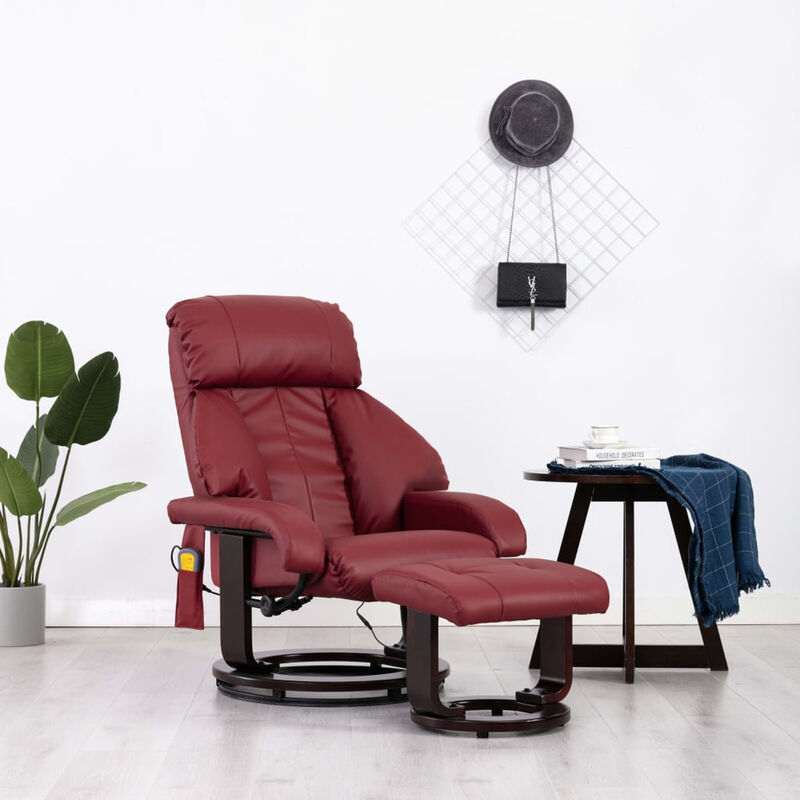 

Sillon de masaje reclinable TV cuero sintetico color vino tinto