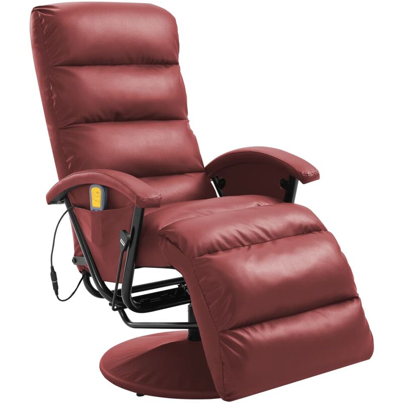 

Sillón de masaje reclinable TV cuero sintético color vino tinto