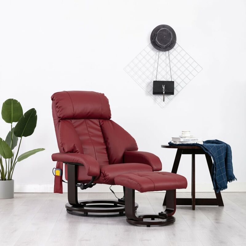 

Sillón de masaje reclinable TV cuero sintético color vino tinto