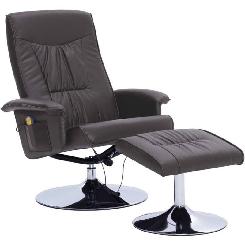 

Sillón de Masaje Reclinable con Reposapiás Cuero Sintético Gris - Gris - Vidaxl