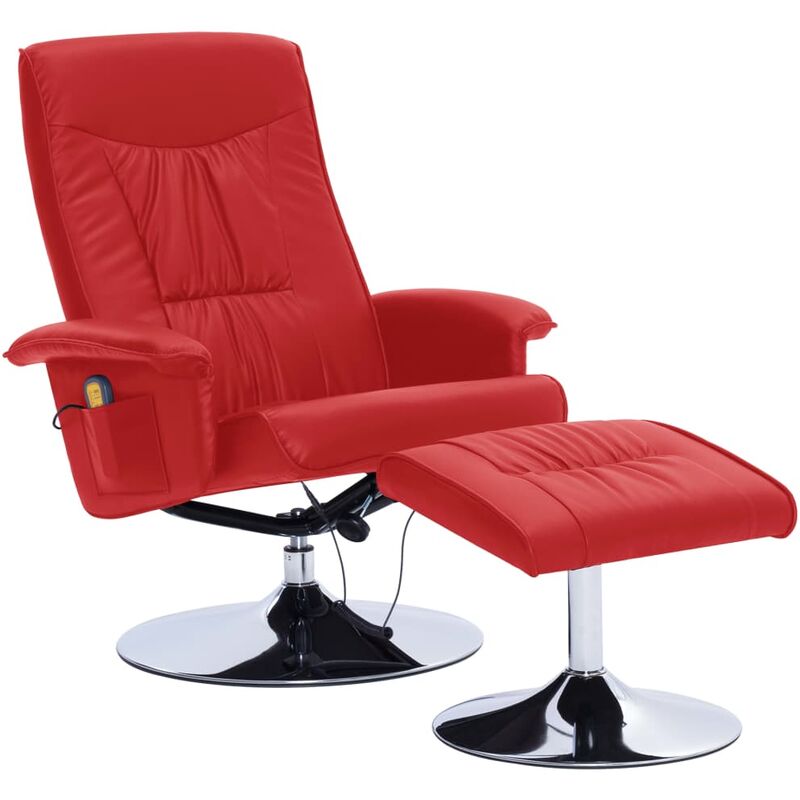 

Sillón de Masaje Reclinable con Reposapiás Cuero Sintético Rojo - Rojo - Vidaxl