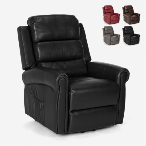 Sillón de masaje relajante eléctrico con elevador calefactor con ruedas Isabel - Negro