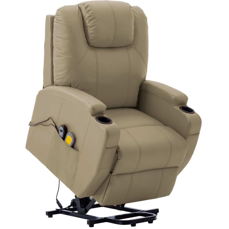 

Sillón de masaje sistema de elevación cuero sintético capuchino