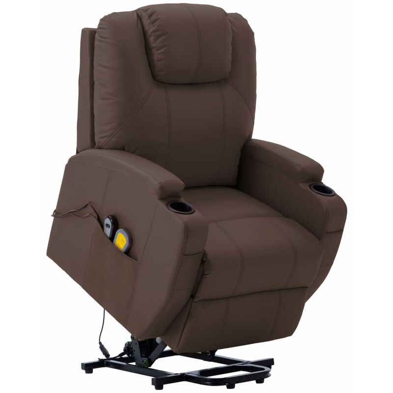 

Sillón de masaje sistema de elevación cuero sintético marrón
