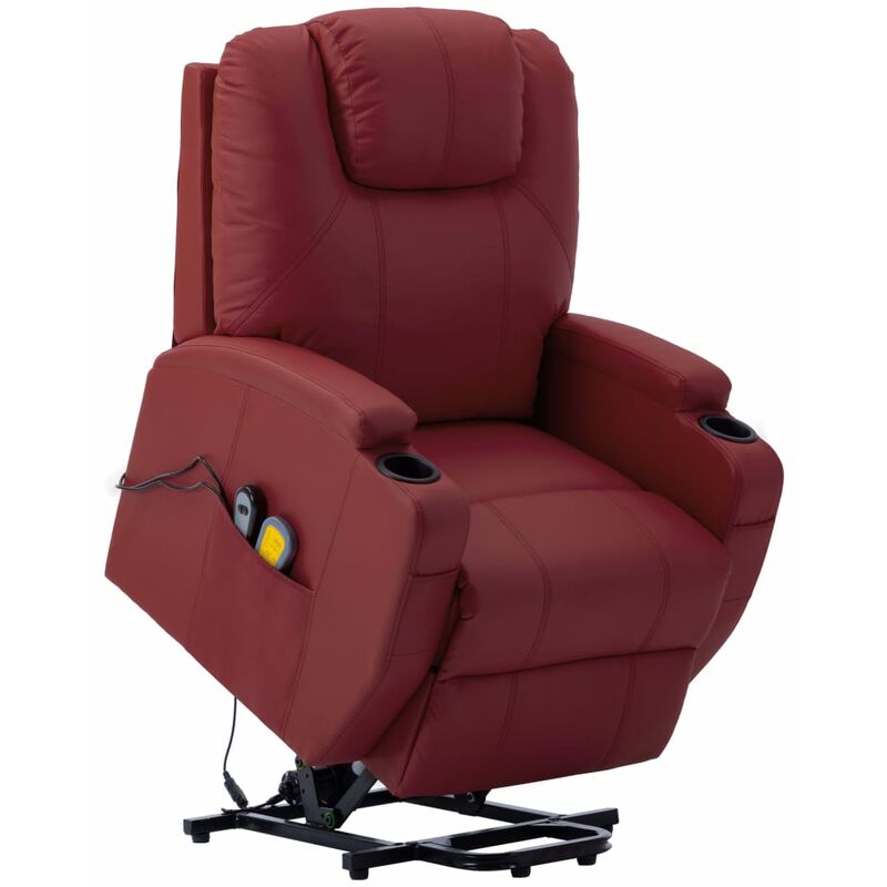 

Sillón de masaje sistema elevación cuero sintético vino tinto