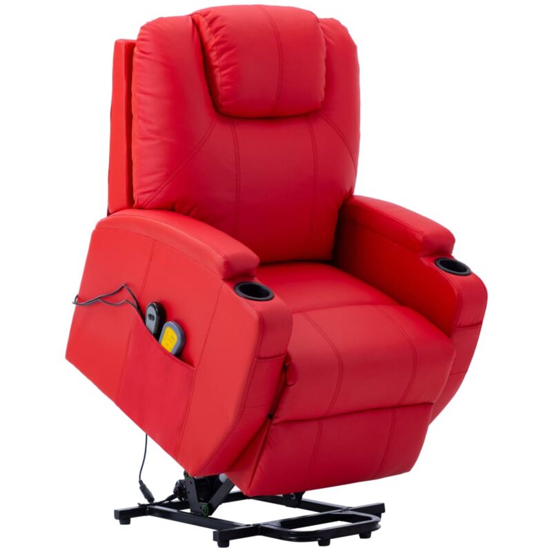 

Sillón de Masaje Sistema de Elevación Cuero Sintético Rojo - Rojo - Vidaxl
