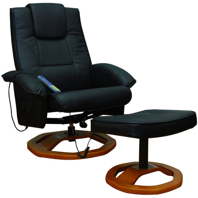 

Sillón de Masaje con Reposapiés Cuero Sintético Negro - Negro - Vidaxl
