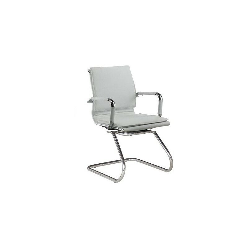 

Sillón de oficina AMSTERDAM, fijo de patín, cromado, similpiel blanca