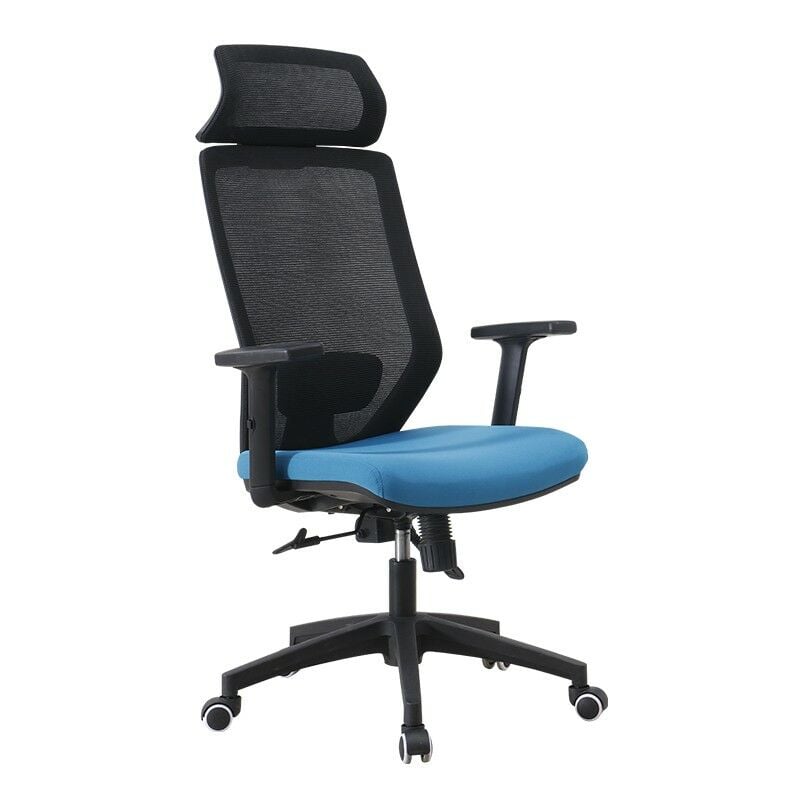 

Sillón de oficina CLAYTON, negro, malla negra, tejido azul claro