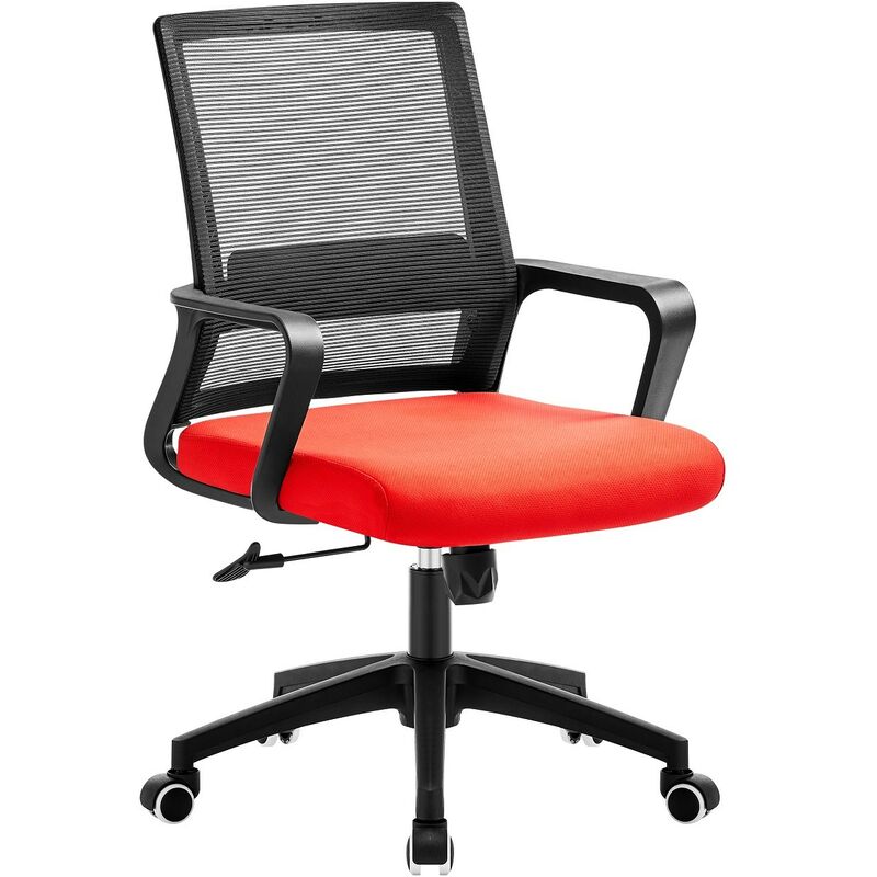 

Sillón de oficina CLIFFORD, negro, malla negra y tejido rojo