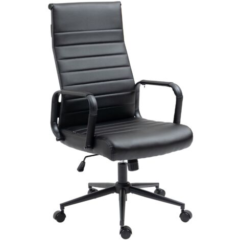 Sillón de oficina con reposabrazos asiento giratorio mecanismo basculante en PVC negro 100002514