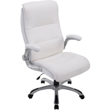 Sillón de oficina con ruedas, cómodo regulable en altura en PVC y plástico blanco 100002407