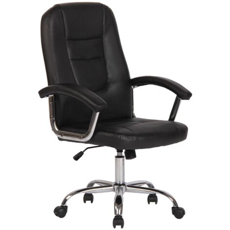 Sillón de oficina con ruedas de diseño moderno y confortable en sintético negro BUR10605