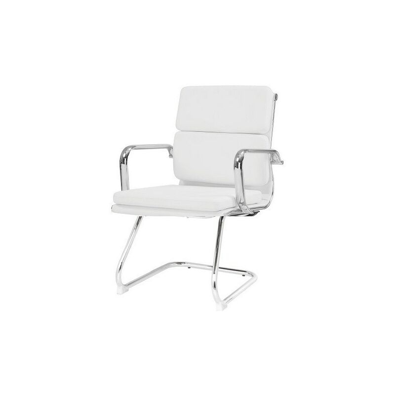 

Sillón de oficina COPENHAGUE, fijo, cromado, similpiel blanca