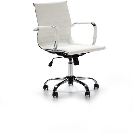 Dise/ño ergon/ómico Altura Ajustable Silla ejecutiva con reposacabezas y conj/ín engrosados Piel sint/ética VS Venta-stock Sill/ón de Oficina Londres reclinable Blanco