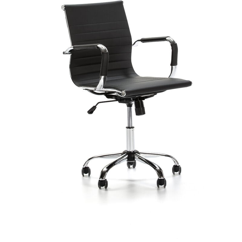 

Sillón de Oficina GIANNA reclinable Negro. Piel sintética. Silla ejecutiva con reposabrazos y conjín engrosados. Altura Ajustable. Diseño ergonómico