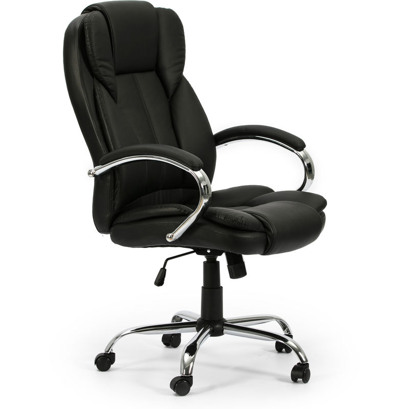 

Sillón de Oficina elevable y reclinable ZAIRA tapizado con Piel sintética. Color Negro. Metal CGIANNAdo