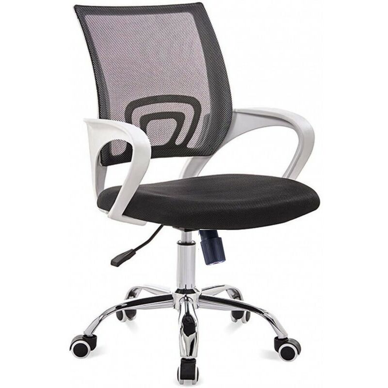

Sillón de oficina FISS NEW, blanco, gas, basculante, malla y tejido negro