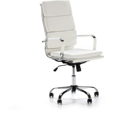 Dise/ño ergon/ómico Altura Ajustable Silla ejecutiva con reposacabezas y conj/ín engrosados Piel sint/ética VS Venta-stock Sill/ón de Oficina Londres reclinable Blanco