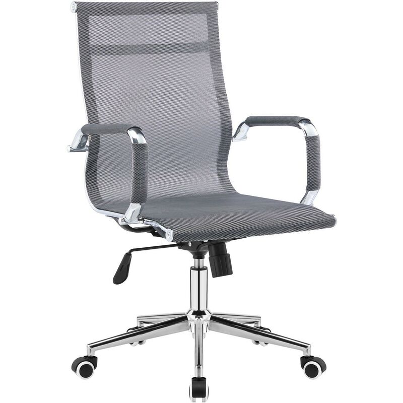 

Sillón de oficina PRAGA, giratorio, gas, basculante, malla gris